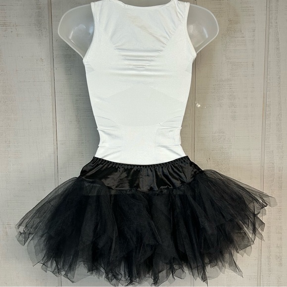 Black Fairy Grunge Tutu Skirt Adult M Stretch Tiered Mesh Goth Emo Punk Ballet - Picture 3 of 8